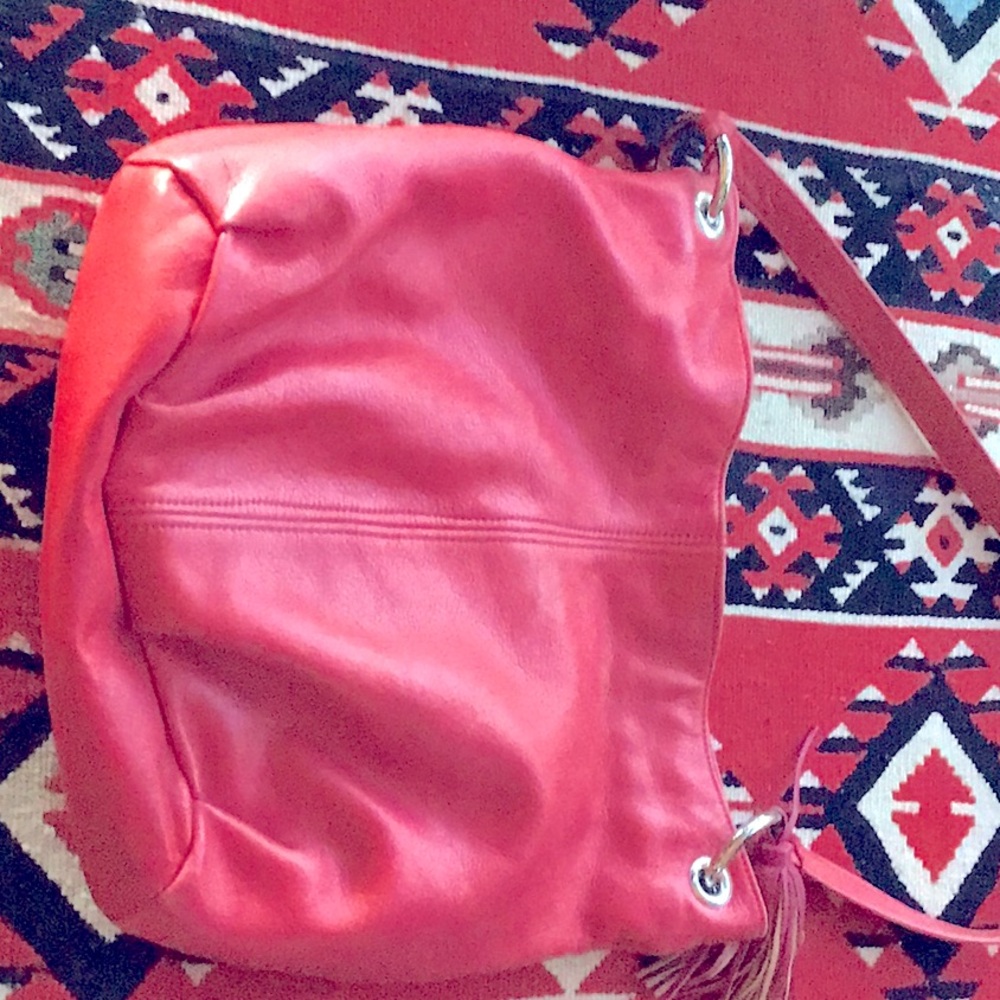 Large Hobo red leather bag